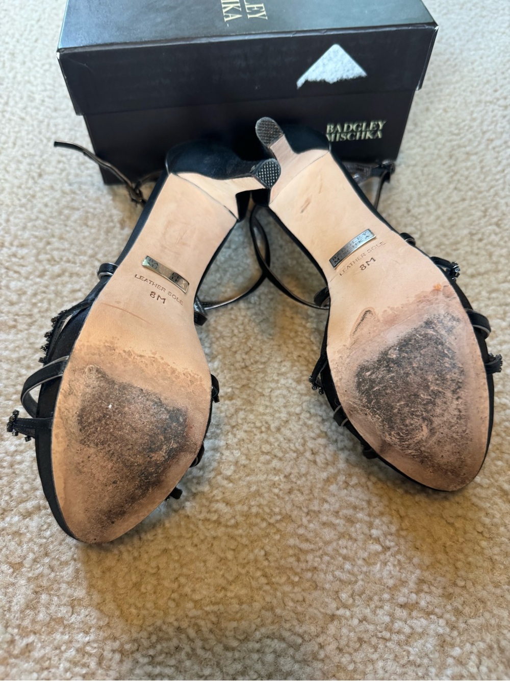 Badgley Mischka Black Sparkle Heels - Picture 4 of 5